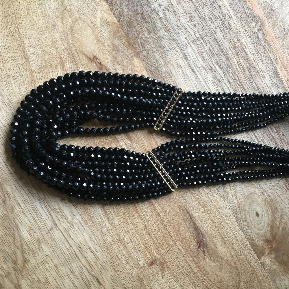 Banana Republic Black Bead and Gold Necklace